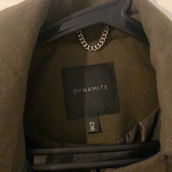 Olive green faux leather mix coat - Picture 2 of 4